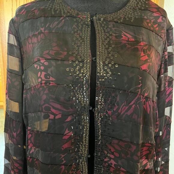 CHICOS 2 (M 12-14) women’s jacket, black with sequins and iridescent color - Picture 4 of 12